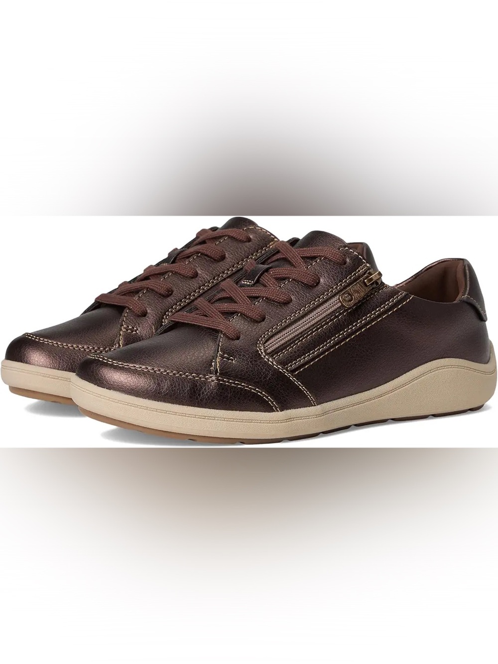 Women’s Bryianne Bayla Leather Casual Lace-Up Sneakers with Side Zip size 10